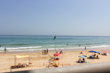 Fototapeta na wymiar Summer Landscape on Praia de Porto de Mos Beach, Lagos, Algarve, Portugal