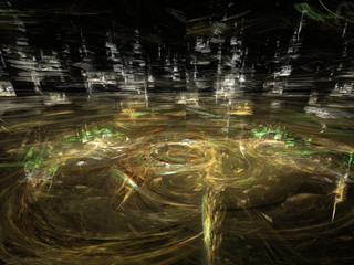 Alien whirlwinds. Scientific futuristic 3d illustration.
