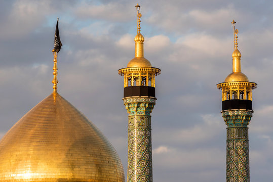Golden minarets of mosque