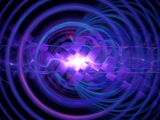 Obraz premium Atomic world. Splash of nuclear energy. Scientific 3d illustration.