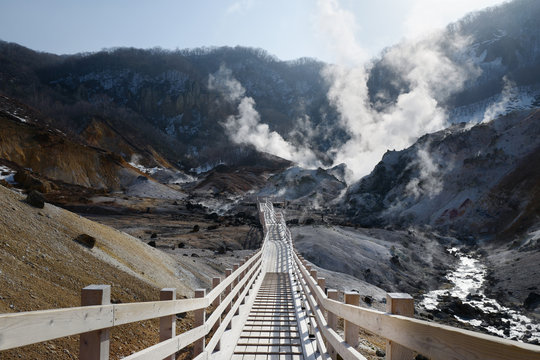 Scenic view of Jigokudani Hell Valley