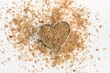 Flaxseed Meal In a Heart Shape