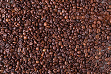 Background of brown color coffee beans