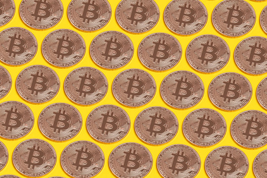 Bitcoin Cryptocurrency Concept Coin On Colorful Background