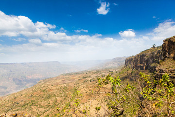 Entoto chain mountains and Jemma Valley in Oromo Region of Ethiopia