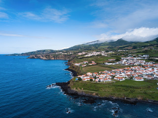 Aerial view of the San Migel island coasts, Azores, Portugal.