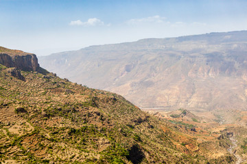 Entoto chain mountains and Jemma Valley in Oromo Region of Ethiopia