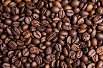 Roasted Coffee Beans background, Brown coffee beans for can be used as a background