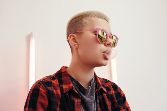 Portrait of woman with short hair