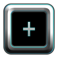 plus button, square metallic design 