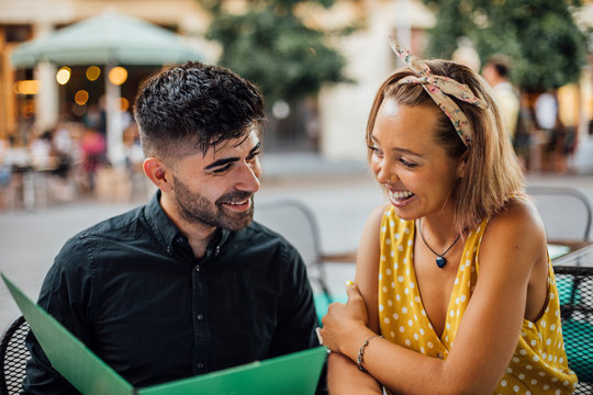 Couple Laugh Outside