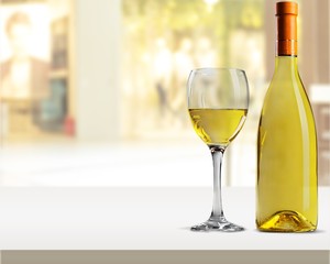 White wine glass  on  background