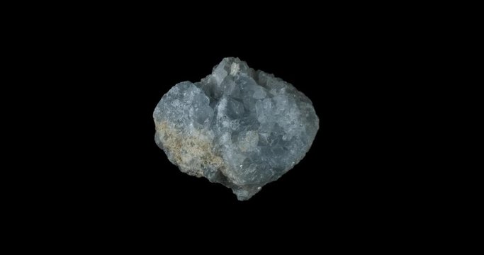 Blue Celestine Mineral Turning on Black