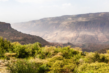 Naklejka premium Entoto chain mountains and Jemma Valley in Oromo Region of Ethiopia