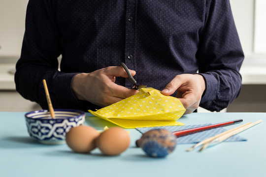 Easter making eggs with decoupage