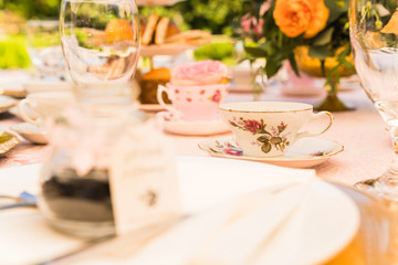 festive table setting with tea set