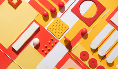 red and yellow abstract geometric composition/still life.