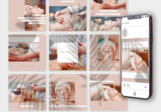Set of 15 Social Media Story Layouts with Summer Shadows