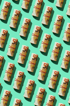 mosaic of wads of euro banknotes