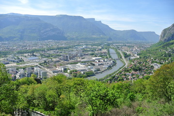 Fototapeta na wymiar Grenoble city view from mountain 