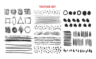 Texture. Pencil, brush stroke. Vector set