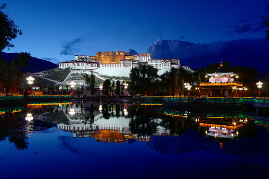 Night view of Potala Palace, Tibet, China