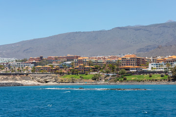 Fototapeta premium Beautiful rocks at beach with waves and blue water in Teneriffa