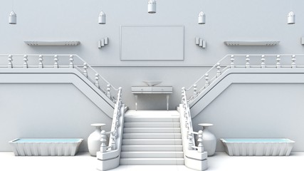 3d illustration of Old stairway of a palace