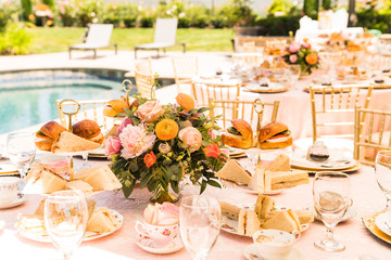 event festive table decoration and food