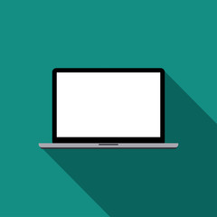 realistic black laptop computer display Isolated on blue background. Vector Illustration.