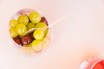 spring / summer appetizer table with fresh fruit cocktails 