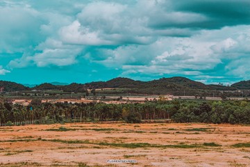 landscape with mountains and blue sky
