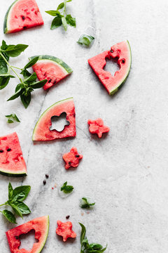 Watermelon Slices and Herbs