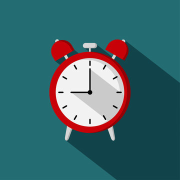 alarm clock. wake-up time isolated on blue background. vector illustration.