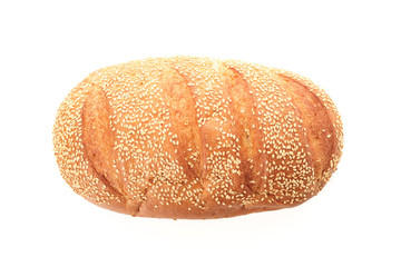 Wheat bread isolated on white background, top view. Bakery products