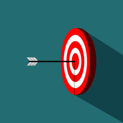 target with arrow. icon marketing isolated on blue background. vector illustration.