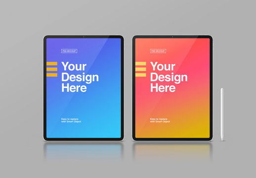 Black Tablet Mockup with Digital Pencil