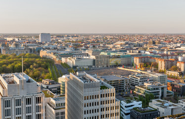 Berlin evening aerial cityscape, Germany.