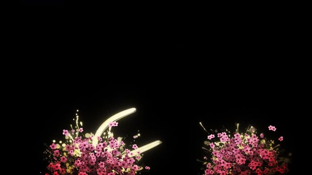 桜_ペイントストローク_金_黒背景