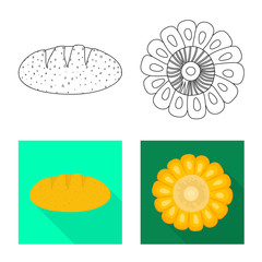 Vector illustration of cornfield and vegetable icon. Set of cornfield and vegetarian stock symbol for web.