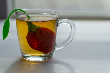 Cup of morning tea on the table