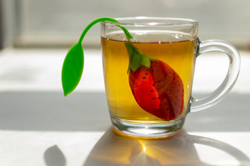Cup of morning tea on the table