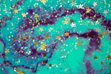Turquoise Galaxy Background Texture. Beautiful swirls of purple and tuquoise. Stars and sparkles. Dreams and wishes. All the happy things. Lose yourself inside the fantasy galaxy.