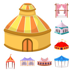 Fototapeta premium Vector illustration of awning and shelter sign. Collection of awning and canopy stock symbol for web.