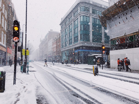 Central London under a blanket of snow