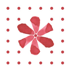 Hand drawing watercolor brush red flower seamless pattern