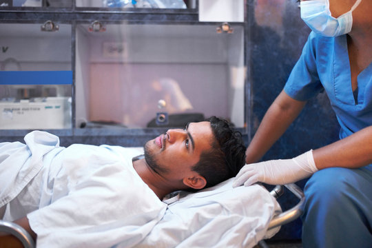 Patient in an ambulance