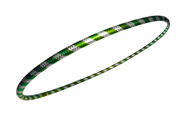 The hula Hoop silver with green closeup Isolated on white background - obrazy, fototapety, plakaty