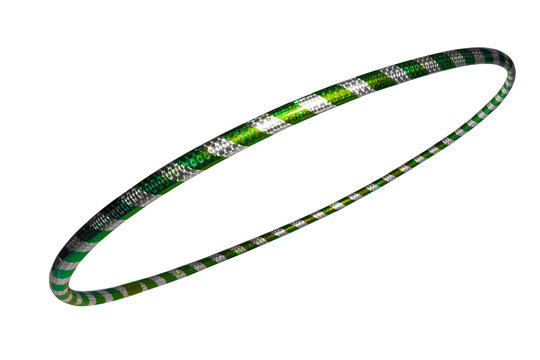 The hula Hoop silver with green closeup Isolated on white background