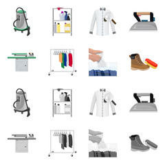 Isolated object of laundry and clean logo. Set of laundry and clothes stock symbol for web.